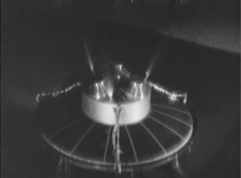 Above view Mercury Launch Vehicle Retrorocket firing inside Altitude Wind Tunnel Stock Footage 262065474