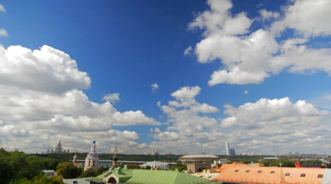 Above view Moscow cityscape and blue clouds time lapse Stock Footage 33245953