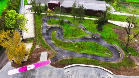 Above view of pump track 動画素材 296640607