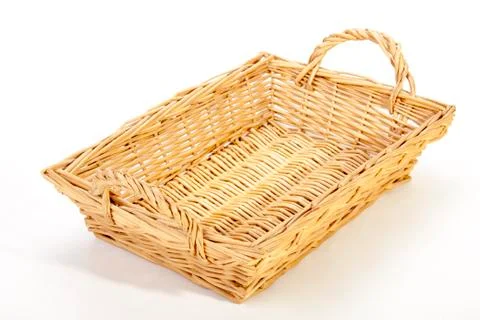 Above View of Rectangular Woven Wicker Basket Foto stock
