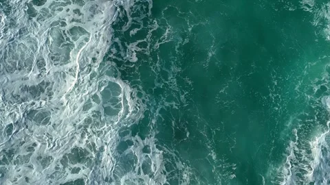 Above View Of Sea Waves With Splashes And Foam Crash Stock Footage 255720153