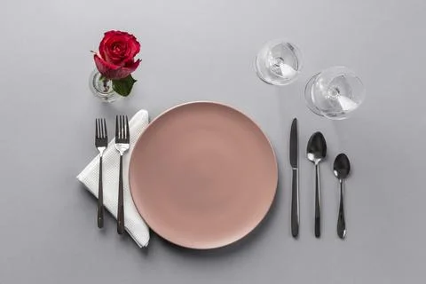 Above view table etiquette elements Stock Illustration