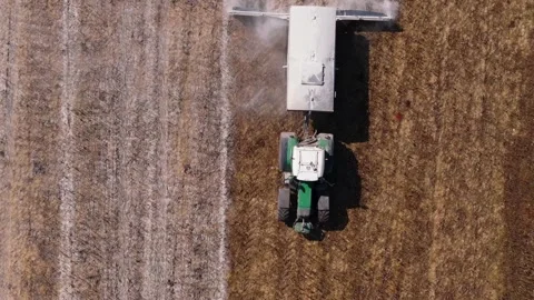 Above View Of A Tractor Attached With Water Sprinkler Stock Footage 276284112