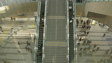 Above view of train station hallway at Osaka, Japan Stock Footage 326363518