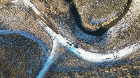 Up above the winter creek Stock Footage 296425565