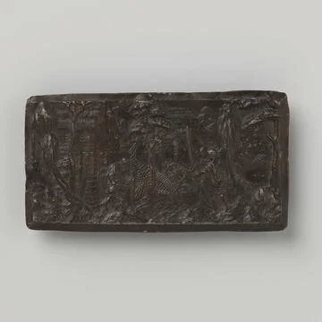 Abraham as hosts of the angels. Rectangular, lead, plaque with beveled edg... Stock Photos