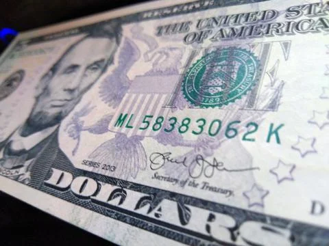 Abraham Lincoln Five Dollars Stock Photos