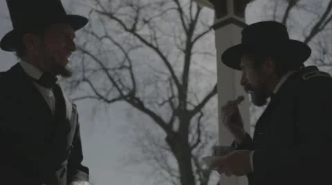 Abraham Lincoln Laughs with Aide Stock Footage 54285404