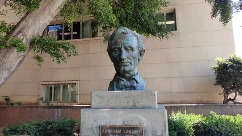 Abraham Lincoln Statue Bust Head 16th President United States of America LA USA Stock Footage 127603756