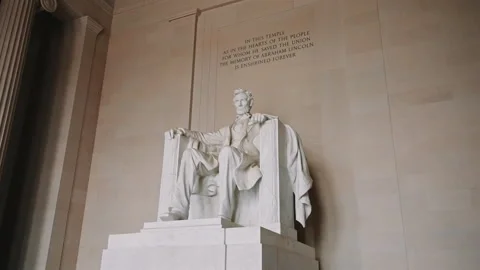 Abraham Lincoln Statue Inside Memorial Washington DC Stock Footage 312878749