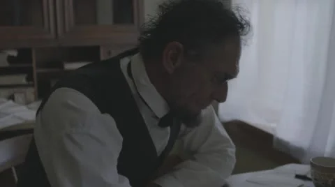 Abraham Lincoln at Table Stock Footage 54282904