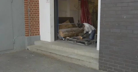 Abrasive Cutting With Angle Grinder,Machine, Hand-Held Power Tool,Grinding Wheel Stock Footage 50417679