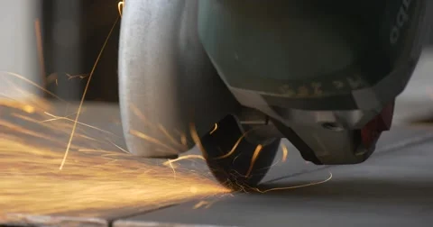 Abrasive Cutting With Angle Grinder,Machine, Hand-Held Power Tool,Grinding Wheel Stock Footage 50418035