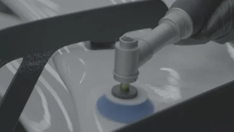 Abrasive paste car polishing with orbital polisher. Stock Footage 268718151