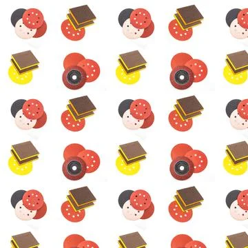 Abrasive tools seamless pattern isolated on white background. Stock Illustration