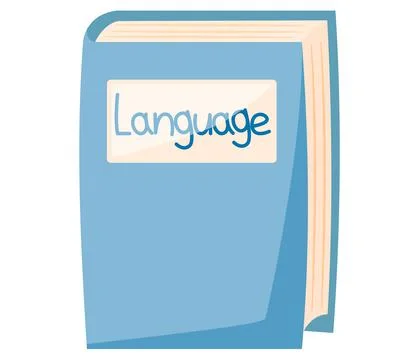 Abroad language school. Studying foreign languages concept with blue textbook Stock Illustration