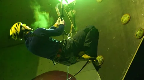 Abrupt master class climber on the mountain. Motivation. Success. Stock Footage 69034991