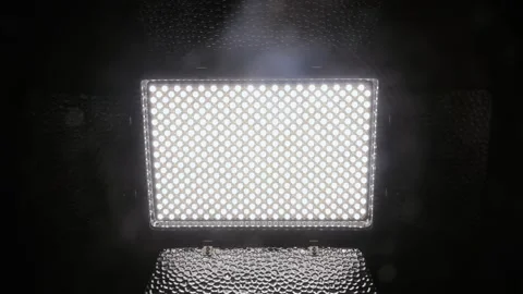 Abrupt turning on at full brightness level of a powerful LED panel with Stock Footage 259872952