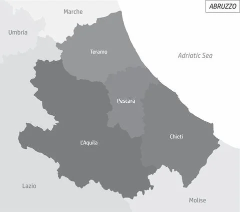 Abruzzo grayscale map Stock Illustration
