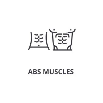 Abs muscules thin line icon, sign, symbol, illustation, linear concept, vector Stock Illustration