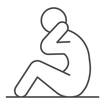 Abs workout thin line icon, self defense concept, fitness sign on white Stock Illustration