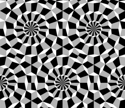 Absctact hypnotic seamless pattern with cubes in circles Illustrazione stock