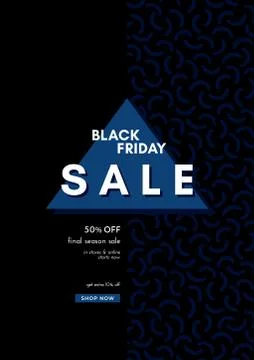 Absctract vector black friday design with doodle memphic pattern and triangle Stock Illustration