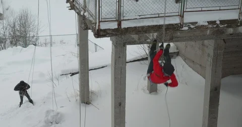 Abseiling, Basic Alpine Mountaineering Course Stock Footage 112132330