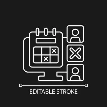 Absence calendar white linear icon for dark theme Stock Illustration