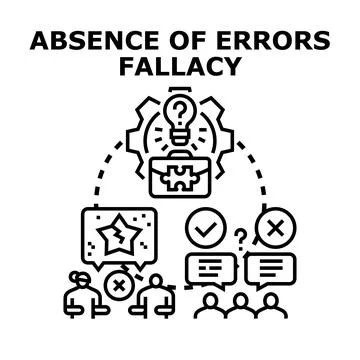 Absence of errors fallacy concept illustrating logical thinking Stock Illustration
