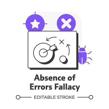 Absence of errors fallacy flat outline concept icon Illustrazione stock