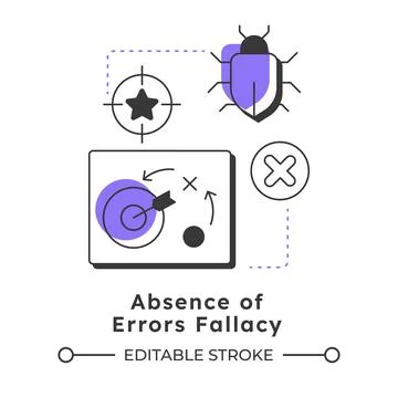 Absence of errors fallacy modern linear concept icon Stock Illustration