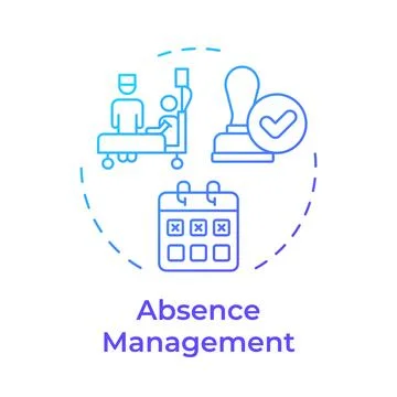 Absence management blue gradient concept icon Stock Illustration
