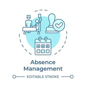 Absence management soft blue concept icon Stock Illustration