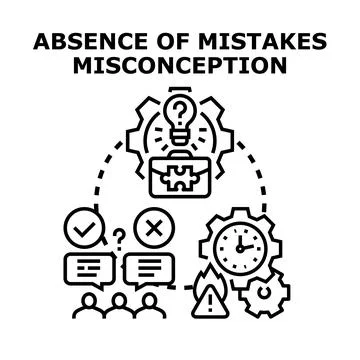 Absence of mistakes misconception business process Stockillustratie