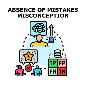 Absence of mistakes misconception concept vector illustration 스톡 일러스트