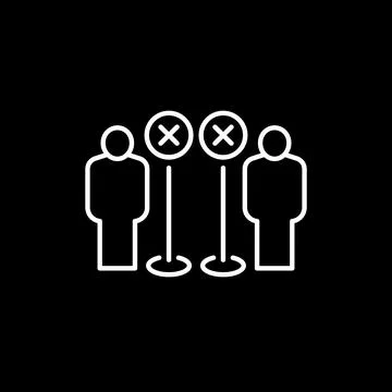 Absent at work icon on black, line vector Stock Illustration