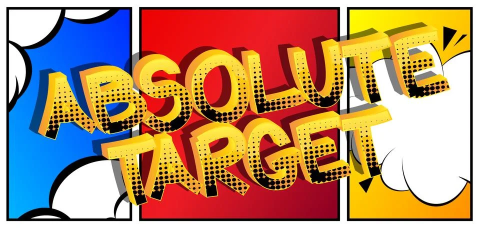 Absolute Target Comic book style cartoon words on abstract comics background. Illustrazione stock