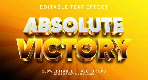 Absolute victory 3d vector text effect with modern style design Stock Illustration