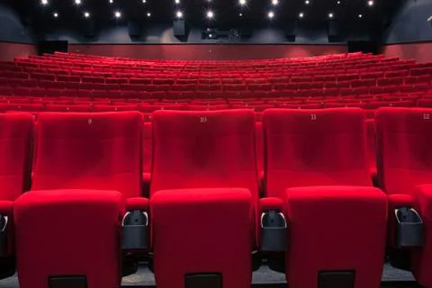 Absolutely empty cinema with no visitors Stock Photos