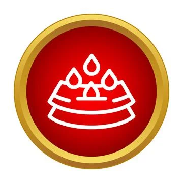 Absorbent layers soaking liquid drops red button icon Illustrazione stock