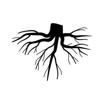 Absorption tree root cartoon vector illustration Illustrazione stock