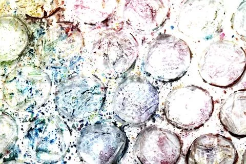 Absract background of shiny plastic and bubbles dreating bright sci-fi styl.. Foto stock