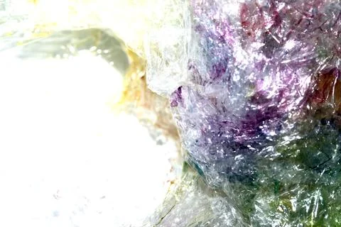 Absract background of shiny plastic and bubbles dreating bright sci-fi styl.. Stock Photos