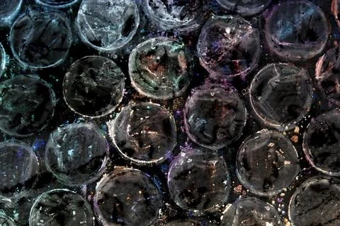 Absract background of shiny plastic and bubbles dreating bright sci-fi styl.. Foto stock