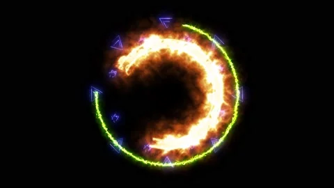 Absract magic hot orange power and green energy circle line glow light all Stock Footage 139387864