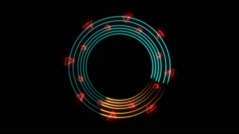 Absract orange aqua circle line  glow light and triangel and hexagon star Stock Footage 139387863