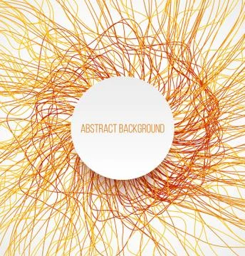 Absract orange bright lines background and white banner with shadow Stock Illustration