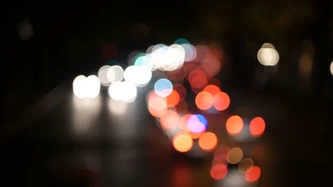 Abstact blur bokeh of Evening traffic jam on road in city. Stock Footage 80673153