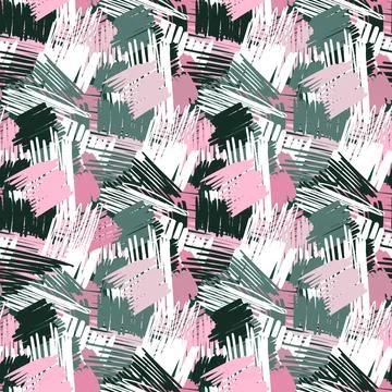 Abstact brush strokes seamless pattern. Cross Hatching. Urban wallpaper. Grun 库存插图